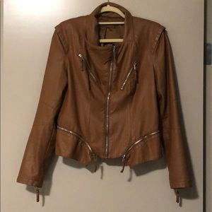 Faux leather bomber jacket